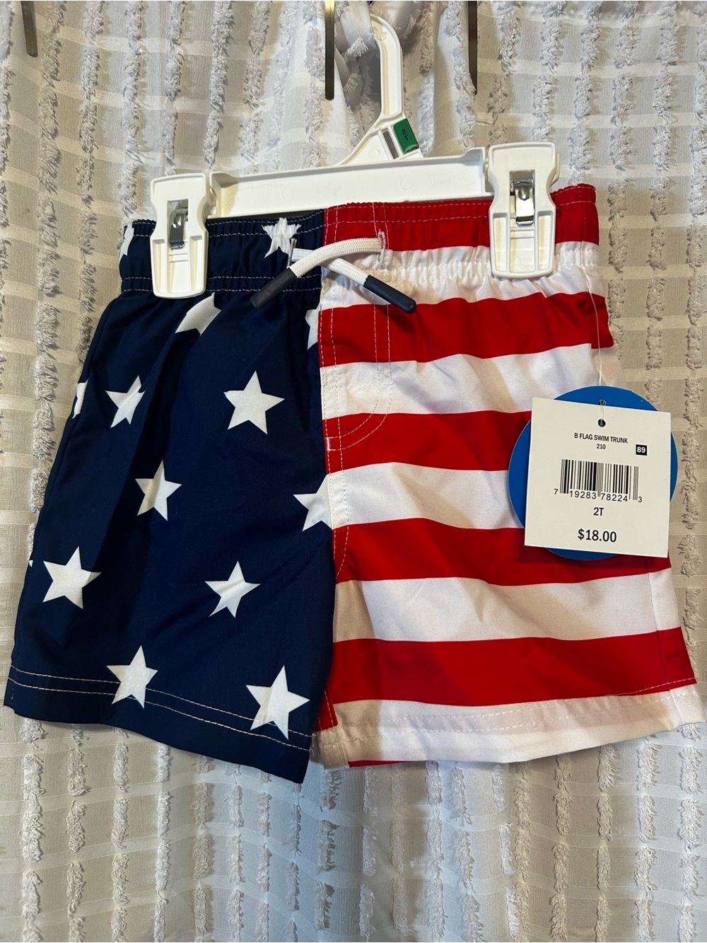 Solborne Toddler Boys 2T American Flag Swim Trunks Red White Blue
